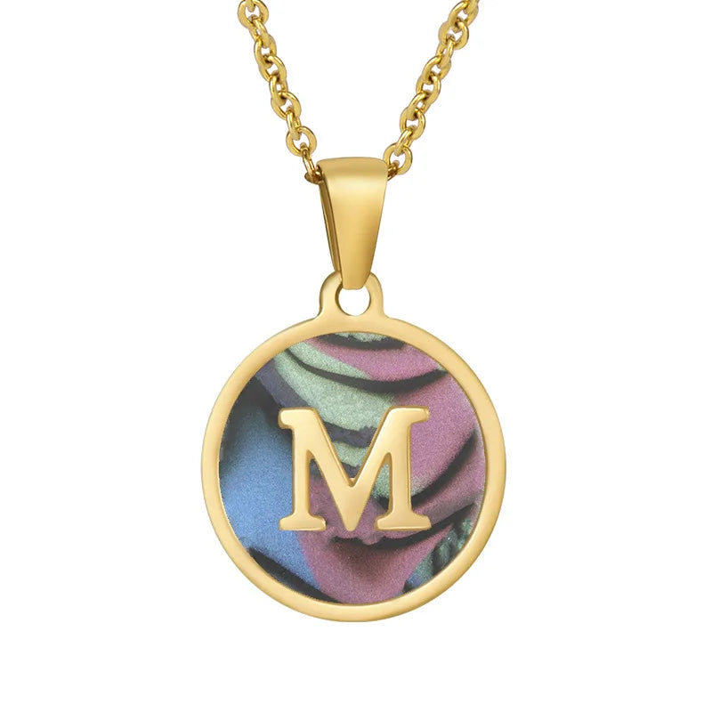 Initial Letter Necklaces Round Pendant Trending  Stainless Steel 18k Gold Chain Necklace Jewelry For Women