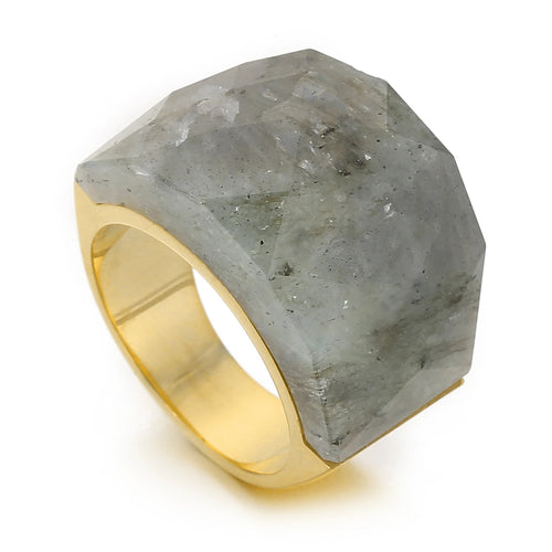 Bohemian Colorful Natural Stone Ring For Women Gold Silver Color