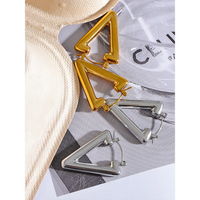 KESLEY Minimalist Stainless Steel Triangle Hollow Hoop Earrings Waterproof Hypoallergenic