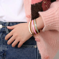 KESLEY Bangle Bracelets Enamel Colorful Luxury  Waterproof Hypoallergenic Hard Bracelets Luxury