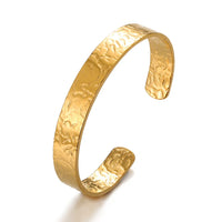 Vintage Smooth Irregular Twist Wide Bracelets For Women Gold Color