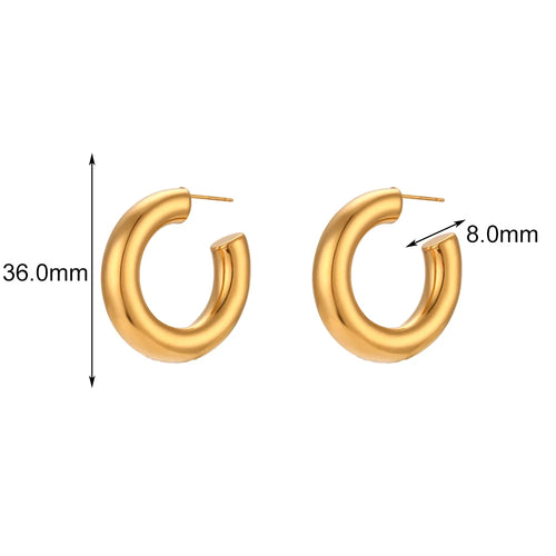 KESLEY  Chunky Hoop Earrings Waterproof 18K Gold Plated  Stainless Steel PVD Hollow Design Chunky Bold Gold Earrings