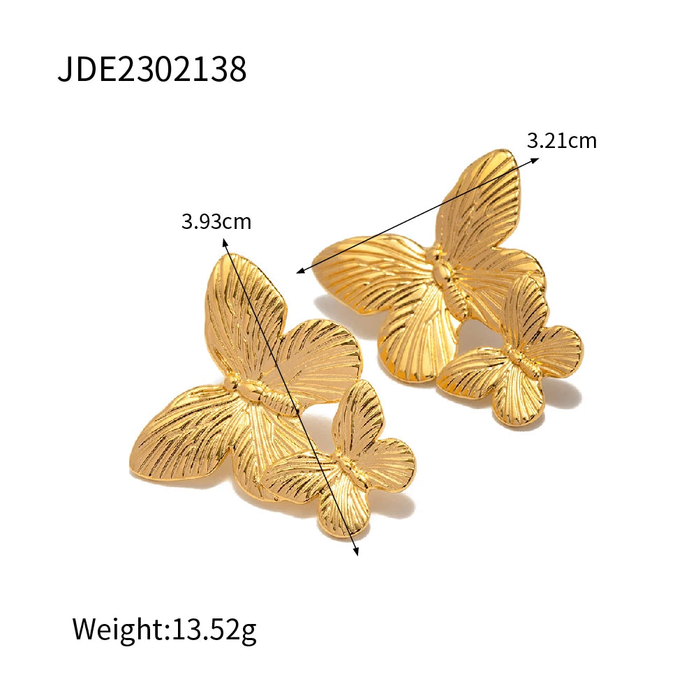 KESLEY Stainless Steel Butterfly Dangle Earrings Statement Jewelry 18K Gold Plated Waterproof