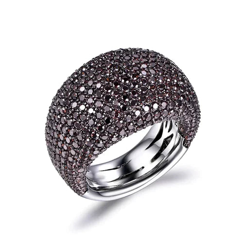 Dome Ring 925 Sterling Silver Pave Cubic Zirconia Tarnish Free Luxury Statement Ring, Women's Fine Jewelry Rings