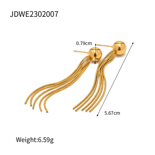 New KESLEY Dangle Earrings Waterproof 18K Gold Plated Fashion Stainless Steel Exaggerated Tassel Fringe Earrings