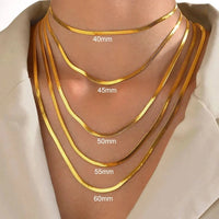 KESLEY Gold Color Stainless Steel Snake Chain Necklace for Women Men