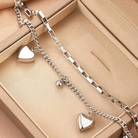 Stainless Steel Bracelets Vintage Elegant Heart Pendant Chain Fashion