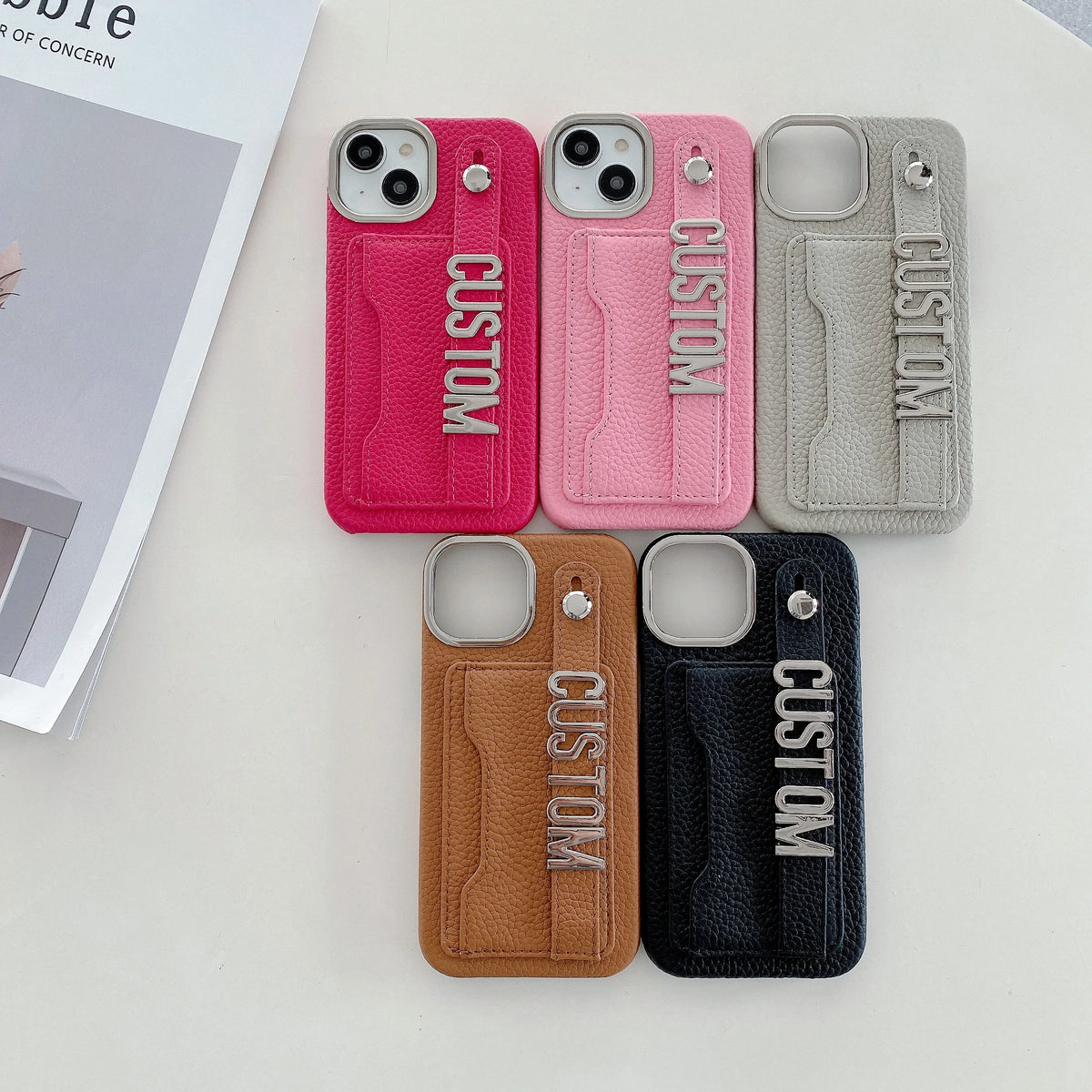 Custom Leather Letter Phone Case Personalized Name for iPhone 15 14 13