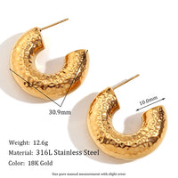 KESLEY  Chunky Hoop Earrings Waterproof 18K Gold Plated  Stainless Steel PVD Hollow Design Chunky Bold Gold Earrings