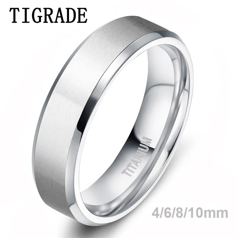 KESLEY 4/6/8/10mm Silver Color Men's Titanium Ring Wedding Band Ringsc