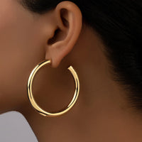 30/40/50mm C Shape Stainless Steel Hoop Earrings for Women Classic 14K Plated Hypoallergenic Waterproof Jewelry
