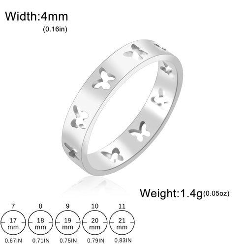 KESLEY Butterfly Women Rings Stainless Steel Cute Jewelry Waterproof Hypoallergenic Accessories