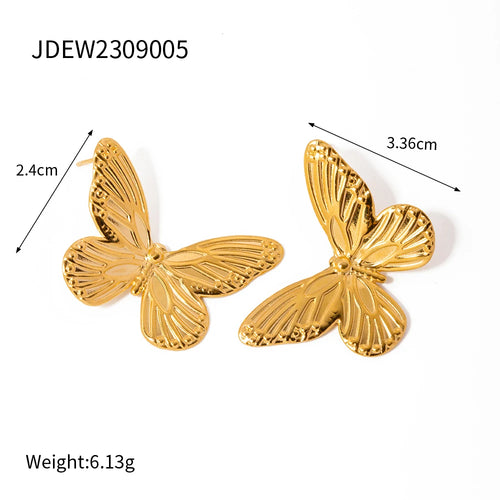 Butterfly Stud Earrings KESLEY 18K Gold Color Stainless Steel Butterfly  Earrings Waterproof Jewelry