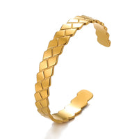 Vintage Smooth Irregular Twist Wide Bracelets For Women Gold Color