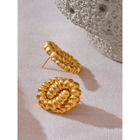 KESLEY Ball Vintage Stud Earrings Waterproof Stainless Steel Gold Color Stud Earrings Hypoallergenic