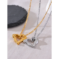 Yhpup 2024 Minimalist Heart Love Hollow Necklace Pendant 18K Plated