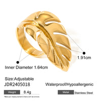 KESLEY Leaf Rust Proof Stainless Steel Big Personal Ring Stylish