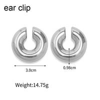 KESLEY Silver Color Exaggerate Oversize Women  Stainless Steel Chunky Hoop Earrings