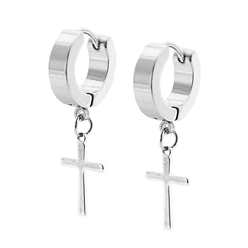 Cross Earrings for Men and Womens Stainless Steel Small Hoop Huggie Earrings Set Cross Dangle