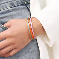 KESLEY Bangle Bracelets Enamel Colorful Luxury  Waterproof Hypoallergenic Hard Bracelets Luxury