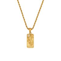 Tarot Card Necklace Stainless Steel 18K Gold Plated Square Pendant Necklaces Trending Jewelry