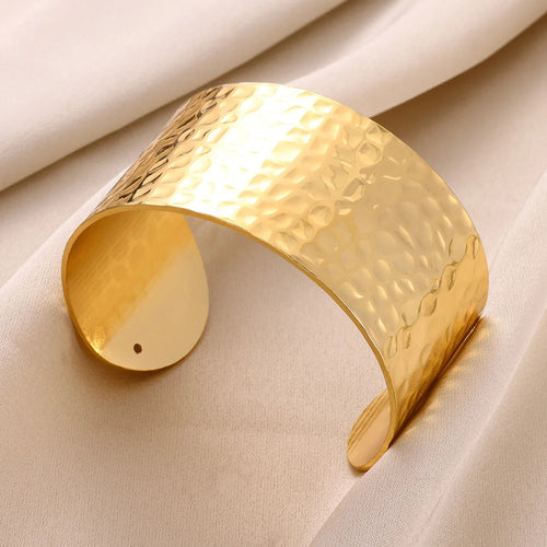 Vintage Smooth Irregular Twist Wide Bracelets For Women Gold Color