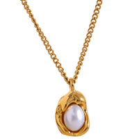 KESLEY Charm Chic Imitation Pearl Drop Pendant Necklace 18k Gold Plated