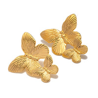 KESLEY Stainless Steel Butterfly Dangle Earrings Statement Jewelry 18K Gold Plated Waterproof