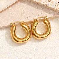 KESLEY Stainless Steel Gold Color Round Chunky Hoops Earrings for Women Luxury Medium Size Hoops