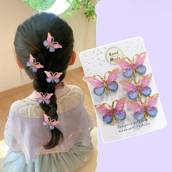 5 PCS Sweet Stereoscopic Color Gradient Baby Hairpins Kids Cute