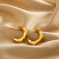 Fashion Chunky C Shape Twisted Hoop Earrings for Women Stainless Steel Jewelry Waterproof Hypoallergenic KESLEY