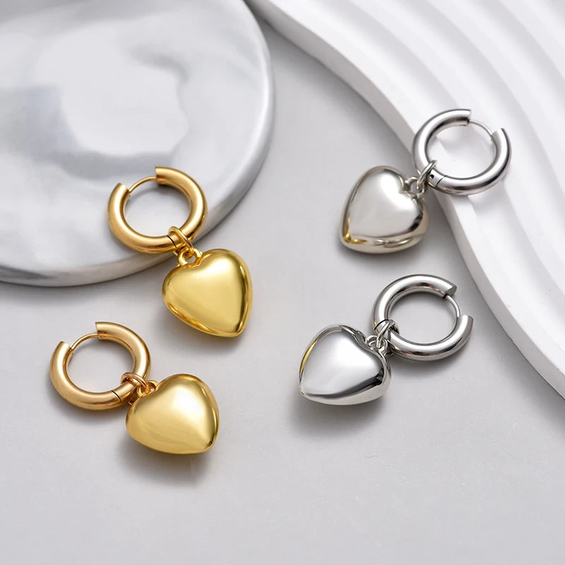 Hoop Earrings with Heart Charm Waterproof Statement Jewelry Hypoallergenic KESLEY