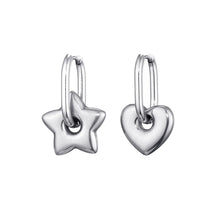 Star Charm Hoop Earrings Waterproof Chunky Classic Stainless Steel Heart Hoop Earrings KESLEY