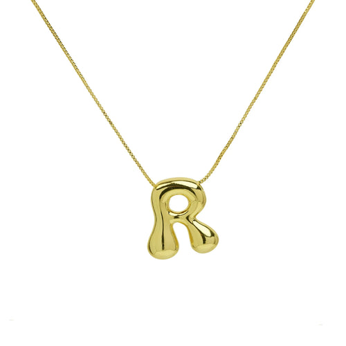 Name Bubble Letter Initial Necklaces Luxury Waterproof Gold Plated Balloon 26 Letter Jewelry Unisex KESLEY