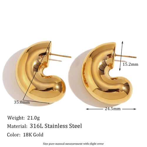 KESLEY  Chunky Hoop Earrings Waterproof 18K Gold Plated  Stainless Steel PVD Hollow Design Chunky Bold Gold Earrings