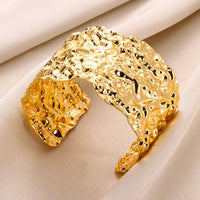 Vintage Smooth Irregular Twist Wide Bracelets For Women Gold Color