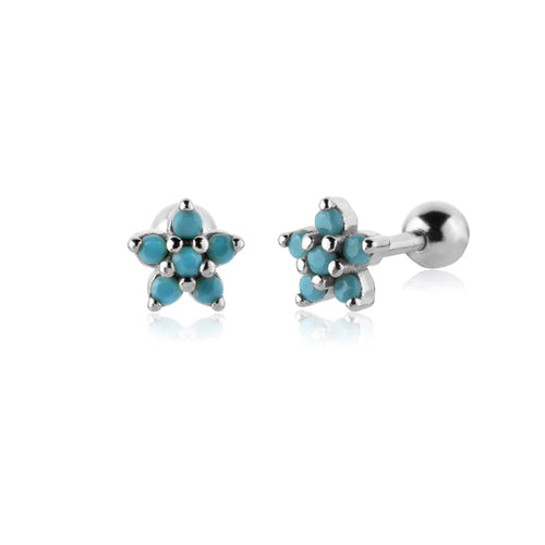 ANDYWEN 925 Sterling Silver Gold Star Stud Earring Clear Green Black