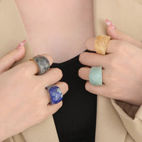 Bohemian Colorful Natural Stone Ring For Women Gold Silver Color