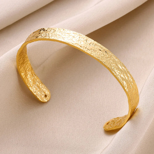 Vintage Smooth Irregular Twist Wide Bracelets For Women Gold Color