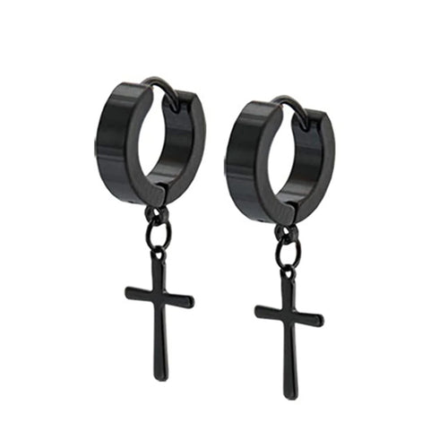 Cross Earrings for Men and Womens Stainless Steel Small Hoop Huggie Earrings Set Cross Dangle