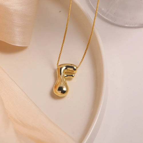 Name Bubble Letter Initial Necklaces Luxury Waterproof Gold Plated Balloon 26 Letter Jewelry Unisex KESLEY