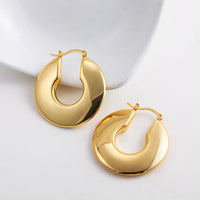 Fashion Glossy Stainless Steel Chunky Hoop Earrings for Women Gold KESLEY