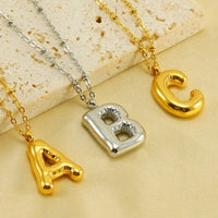 Vintage Stainless Steel Balloon Bubble Chunky Letter Necklace for Women 18K Gold Plated Initial Necklaces Collar Jewelry Gift KESLEY Waterproof Jewelry