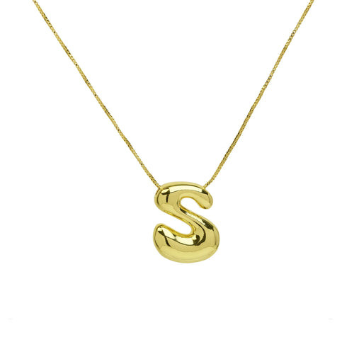 Name Bubble Letter Initial Necklaces Luxury Waterproof Gold Plated Balloon 26 Letter Jewelry Unisex KESLEY