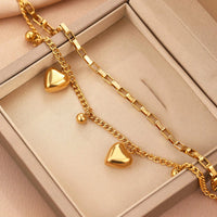 Stainless Steel Bracelets Vintage Elegant Heart Pendant Chain Fashion