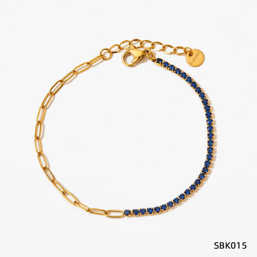 Cz stone Half tennis chain bracelet stainless steel bracelets for