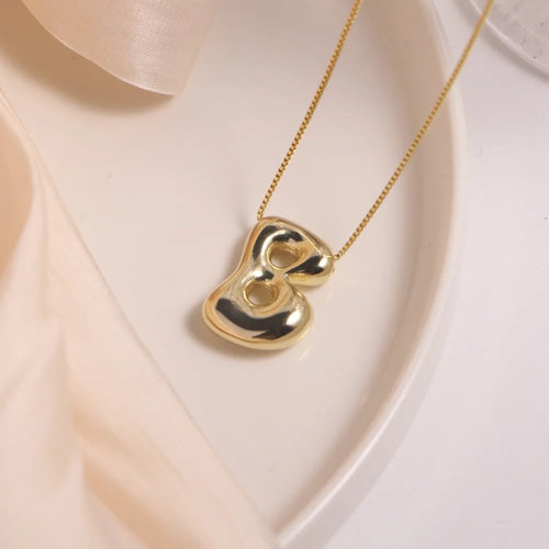 Name Bubble Letter Initial Necklaces Luxury Waterproof Gold Plated Balloon 26 Letter Jewelry Unisex KESLEY