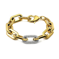 Stainless Steel Link Chain Bracelets for Women Men Crystal Link