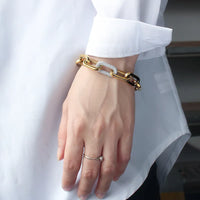 Stainless Steel Link Chain Bracelets for Women Men Crystal Link