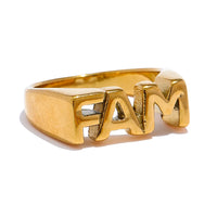 KESLEY FAM DAD SIS BRO MOM Statement Cast Family Letter Ring Stainless Steel Waterproof